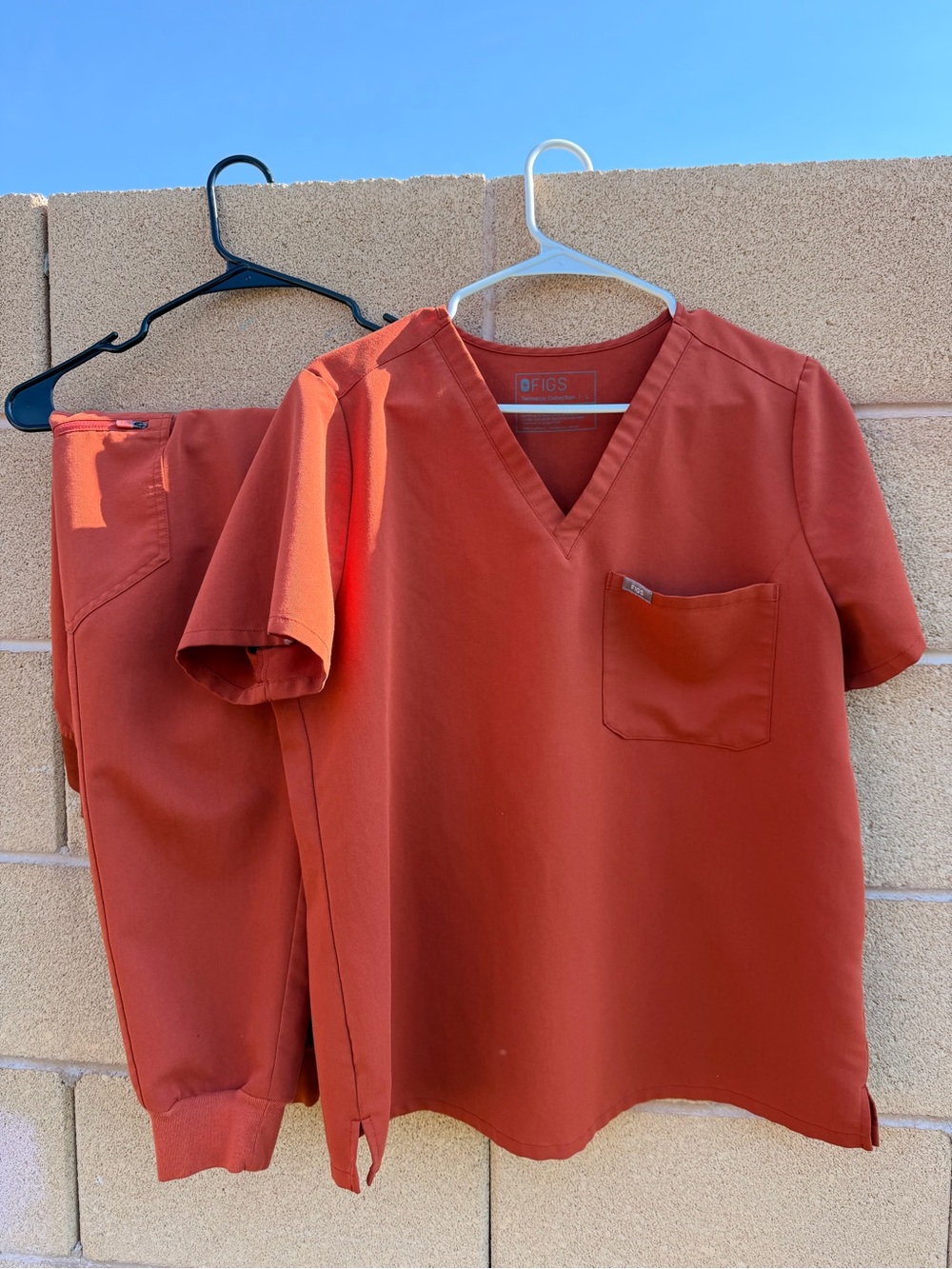 Figs Burnt Orange Scrub Top & Jogger Set